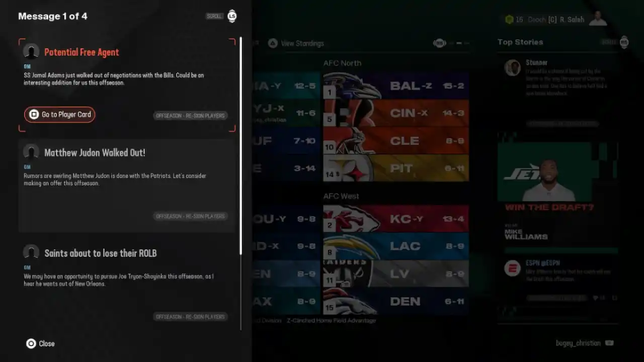 Message Center Madden Nfl 25 Superstar