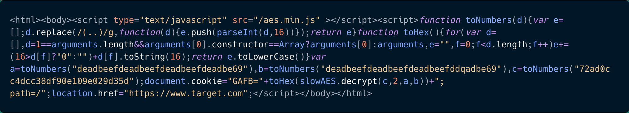 JavaScript code snippet