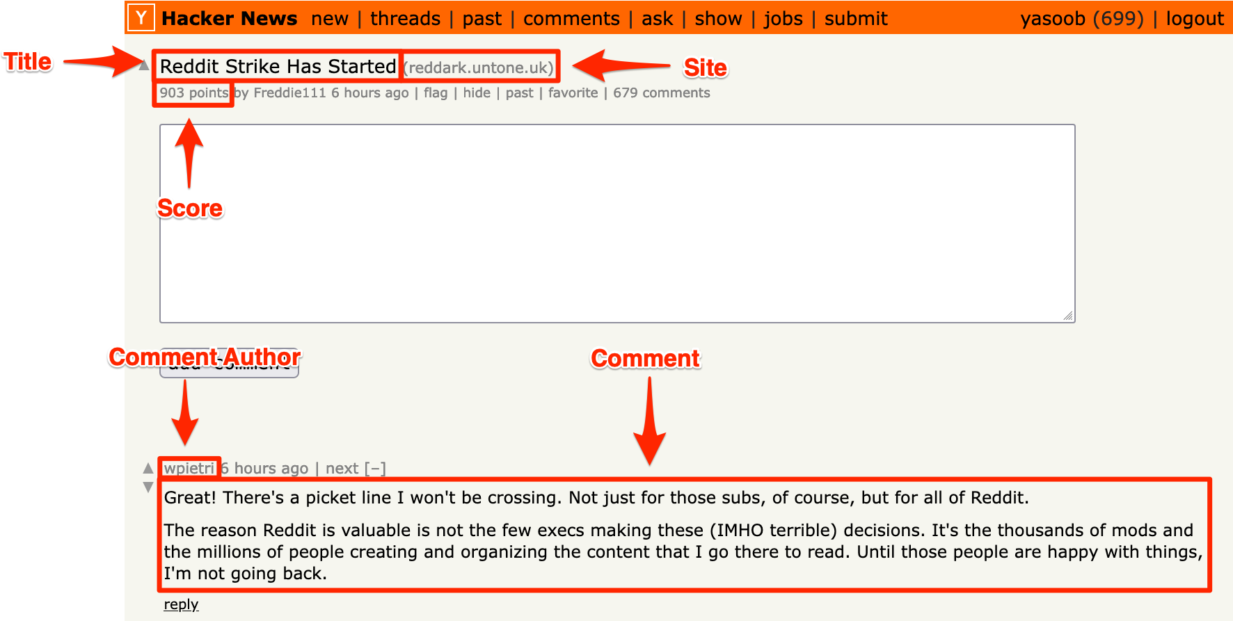 Hacker News page