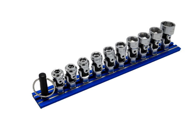 10 PC. DUAL DRIVE NANO SPRING LOADED UJ METRIC SOCKET SET - 1/4'' X 11MM DR. - BLUE MAGRAIL