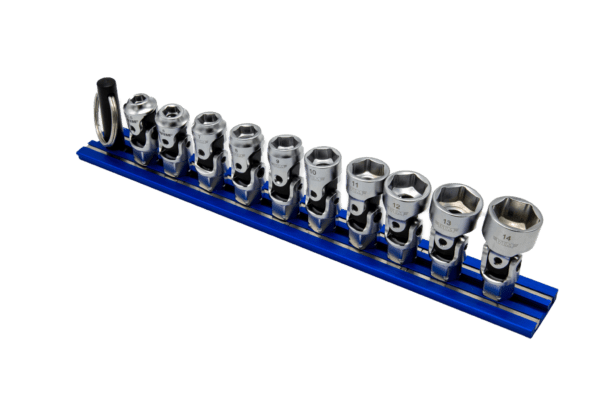 10 PC. DUAL DRIVE NANO SPRING LOADED UJ METRIC SOCKET SET - 1/4'' X 11MM DR. - BLUE MAGRAIL