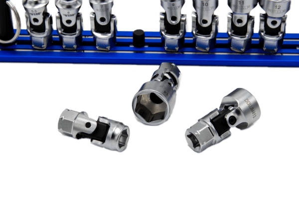 10 PC. DUAL DRIVE NANO SPRING LOADED UJ METRIC SOCKET SET - 1/4'' X 11MM DR. - BLUE MAGRAIL