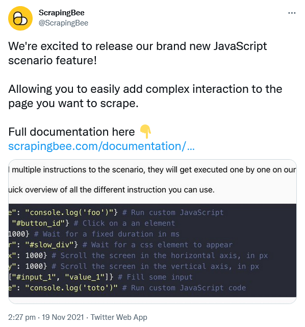 ScrapingBee tweet