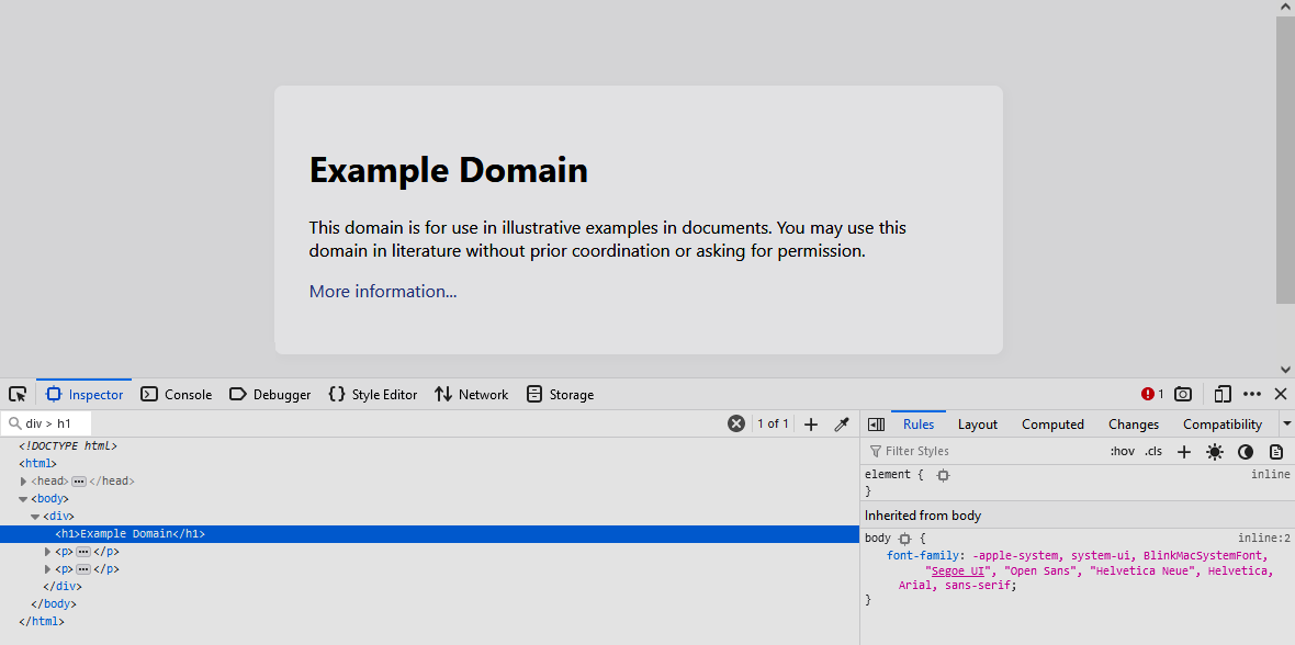 Selector filter in the dev-tools